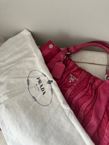 Prada Pink Leather Nylon Tote w/ Dustbag