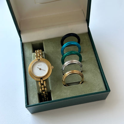 Gucci Interchangeable Rice Link Bezel Watch w/ Box