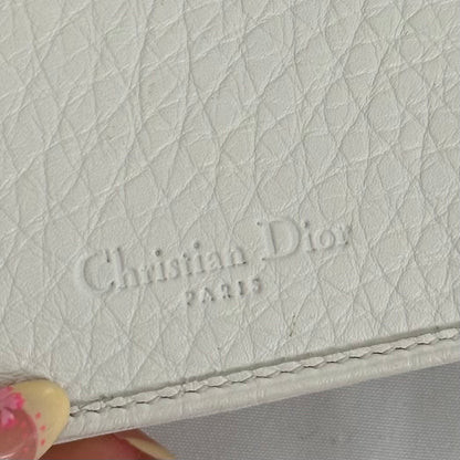 SUPER RARE Christian Dior White Leather Flower Saddle Wallet On Chain w/ Papers