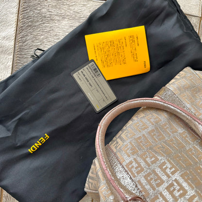 Fendi Metallic Zucchino Monogram Small Boston Bag w/ Dustbag & Papers