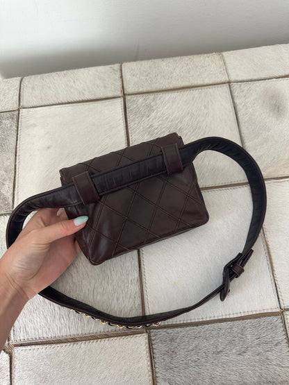 Chanel Lambskin Brown Quilted Belt Bag