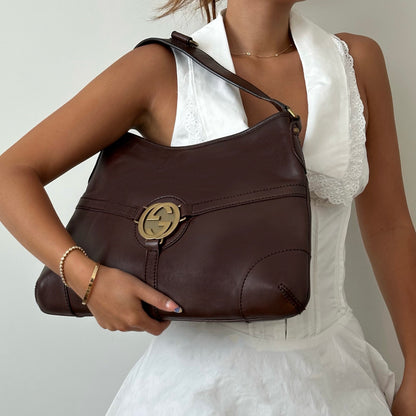 Gucci Brown Leather Reins Shoulder Bag