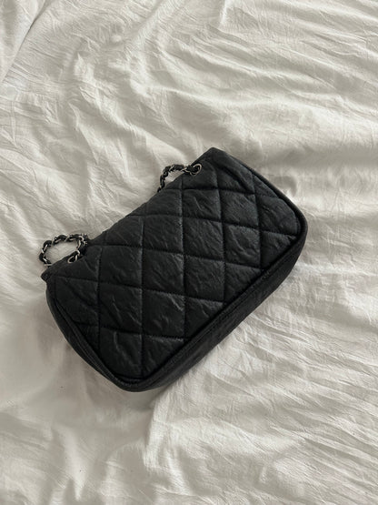 Chanel Black Textured Coated Nylon Flap Bag