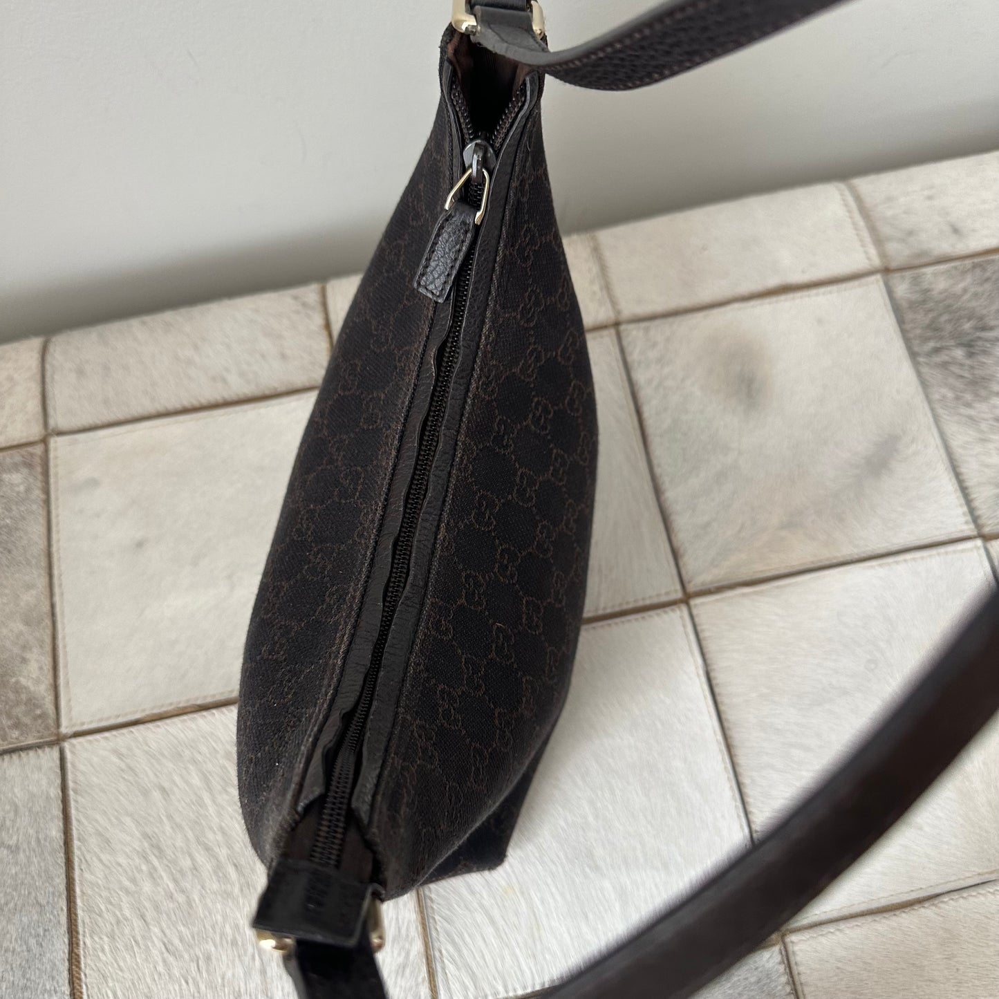 Gucci Brown Monogram Shoulder Bag w/ Dustbag