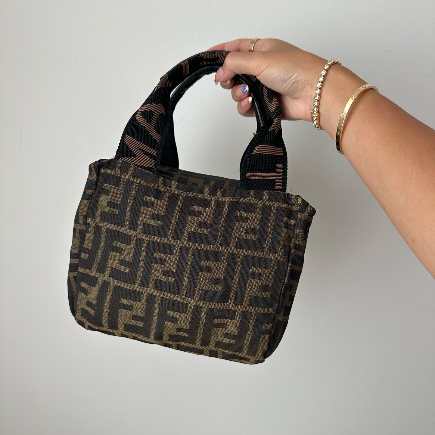 Fendi Brown Zucca Monogram Top Handle Mini Tote