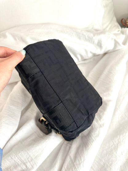 Fendi Black Monogram Mini Tote Bag w/ Lock and Key
