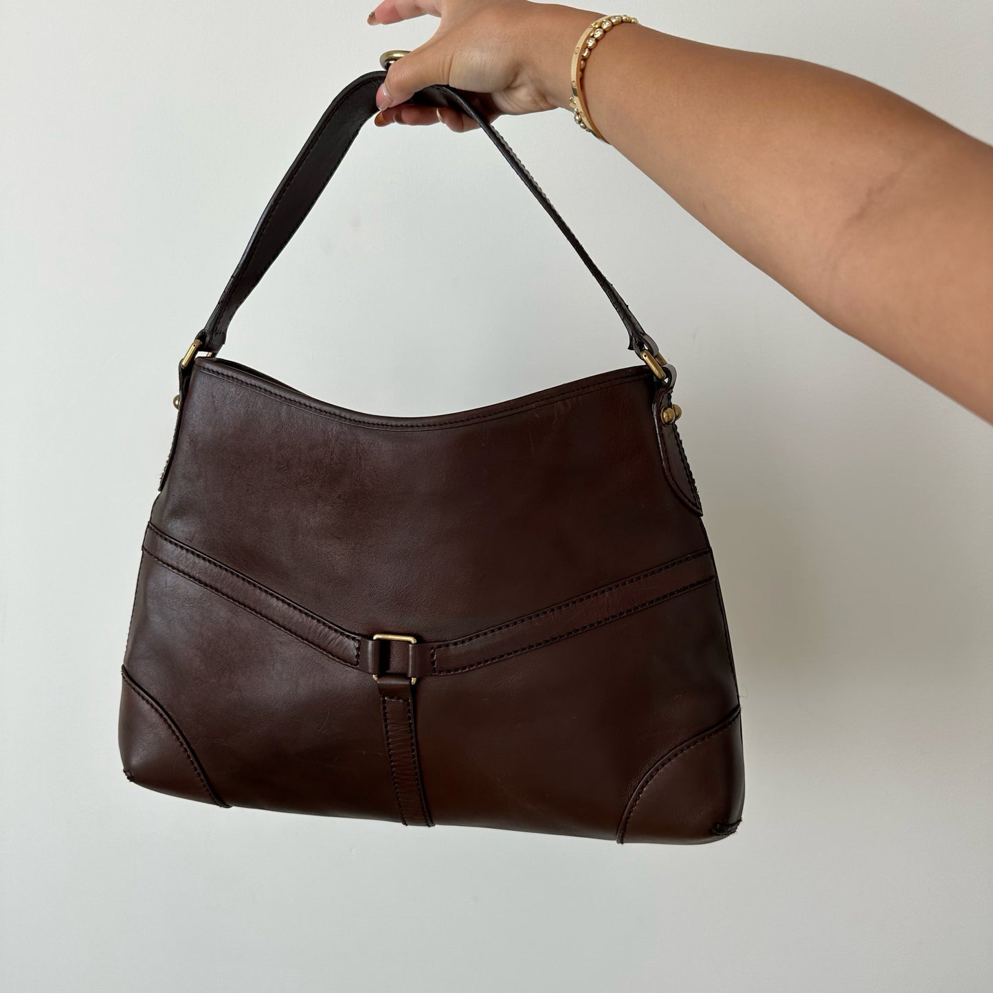 Gucci Brown Leather Reins Shoulder Bag