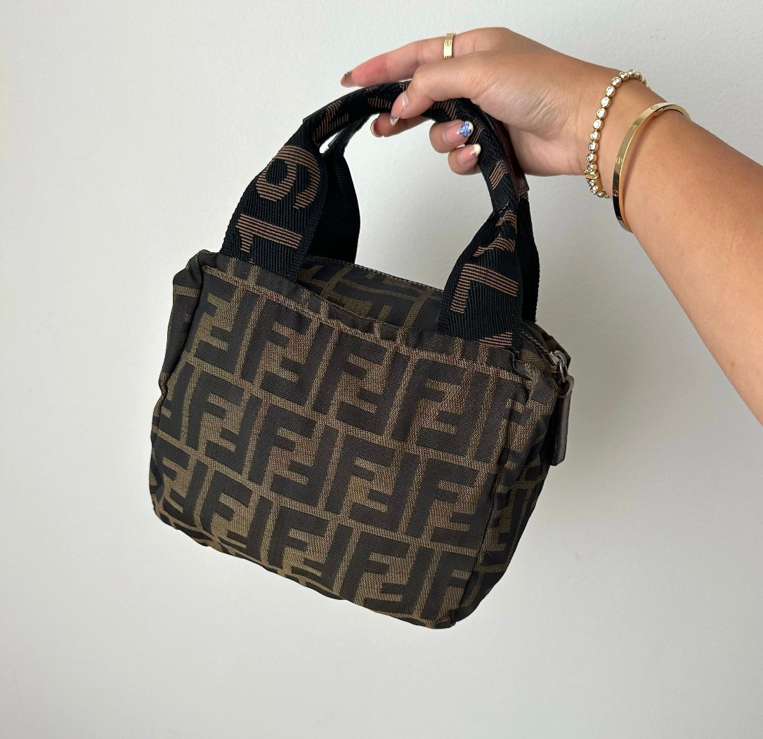 Fendi Zucca Brown Monogram Small Top Handle Bag