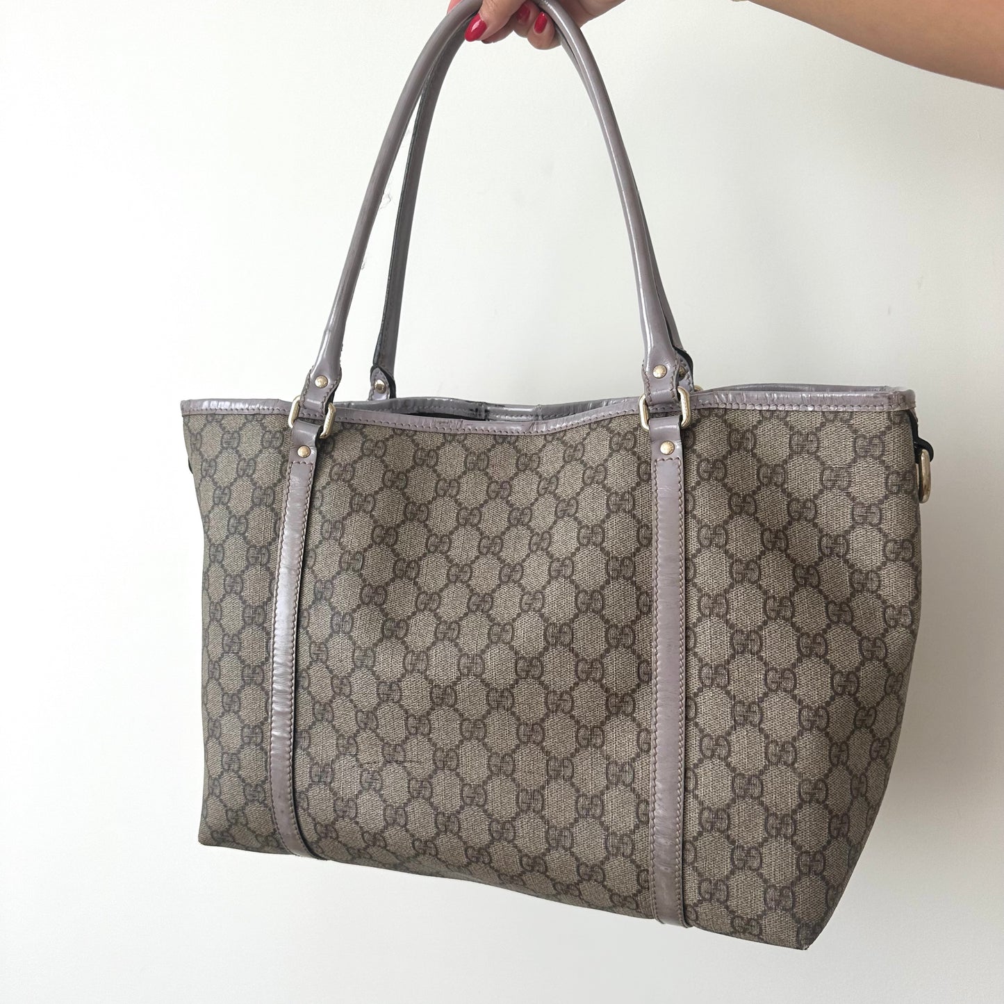 Gucci Monogram Supreme Medium Joy Lilac Tote Bag