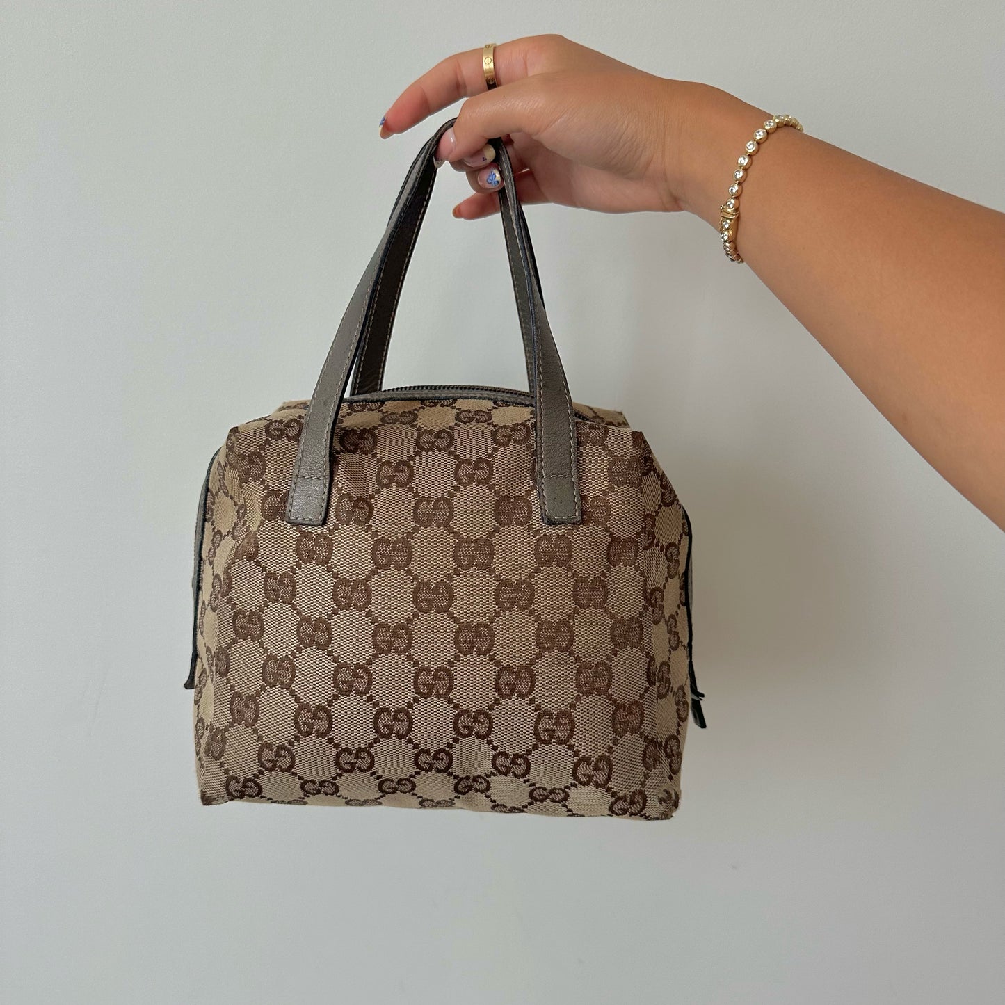 Gucci Brown Monogram Small Handbag w/ Charm