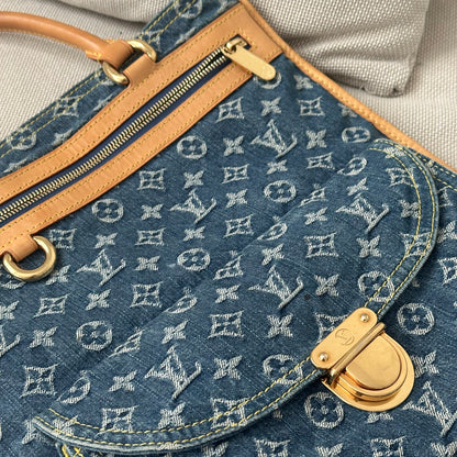 RARE Louis Vuitton 2005 Denim Monogram Sac Plat Bag