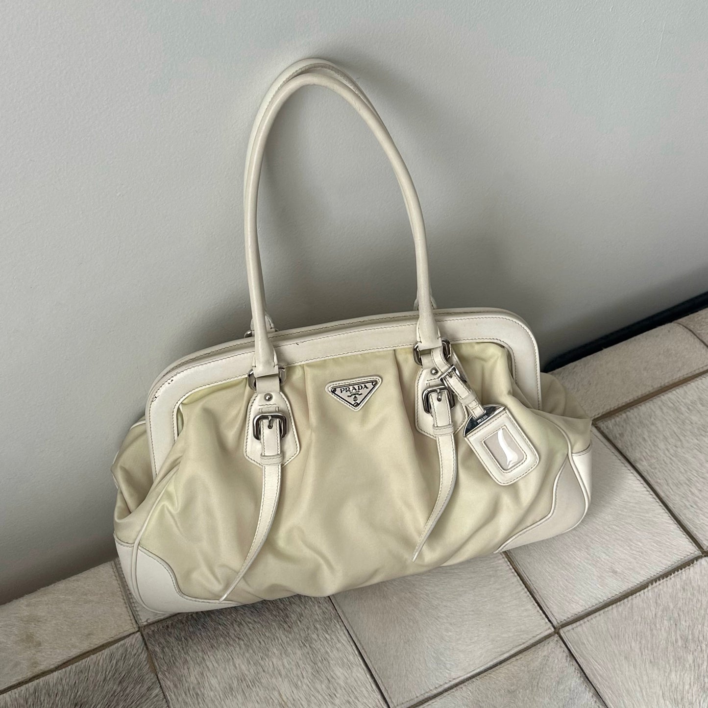 Prada Cream Tessuto Calf Doctor Tote Bag w/ Papers