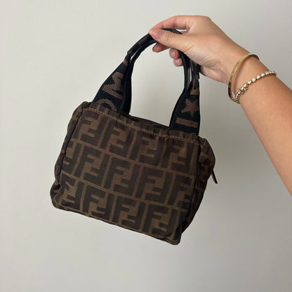 Fendi Zucca Brown Monogram Small Top Handle Bag