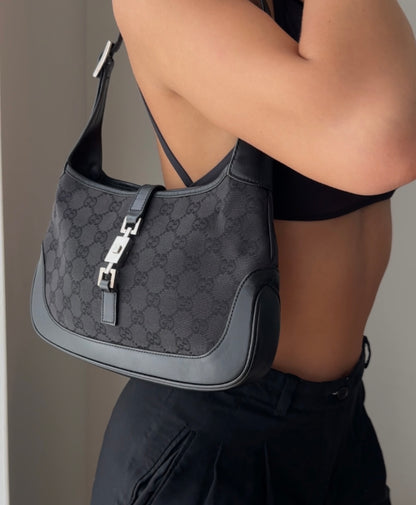Gucci Black Monogram Small Jackie Shoulder Bag