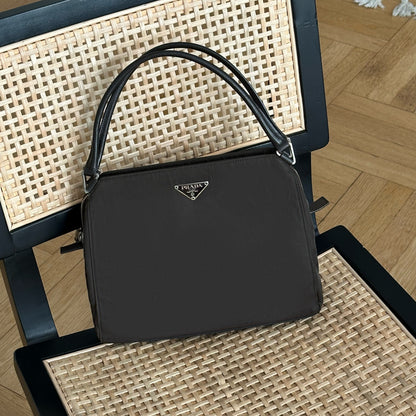 Prada Brown Nylon Leather Shoulder Bag