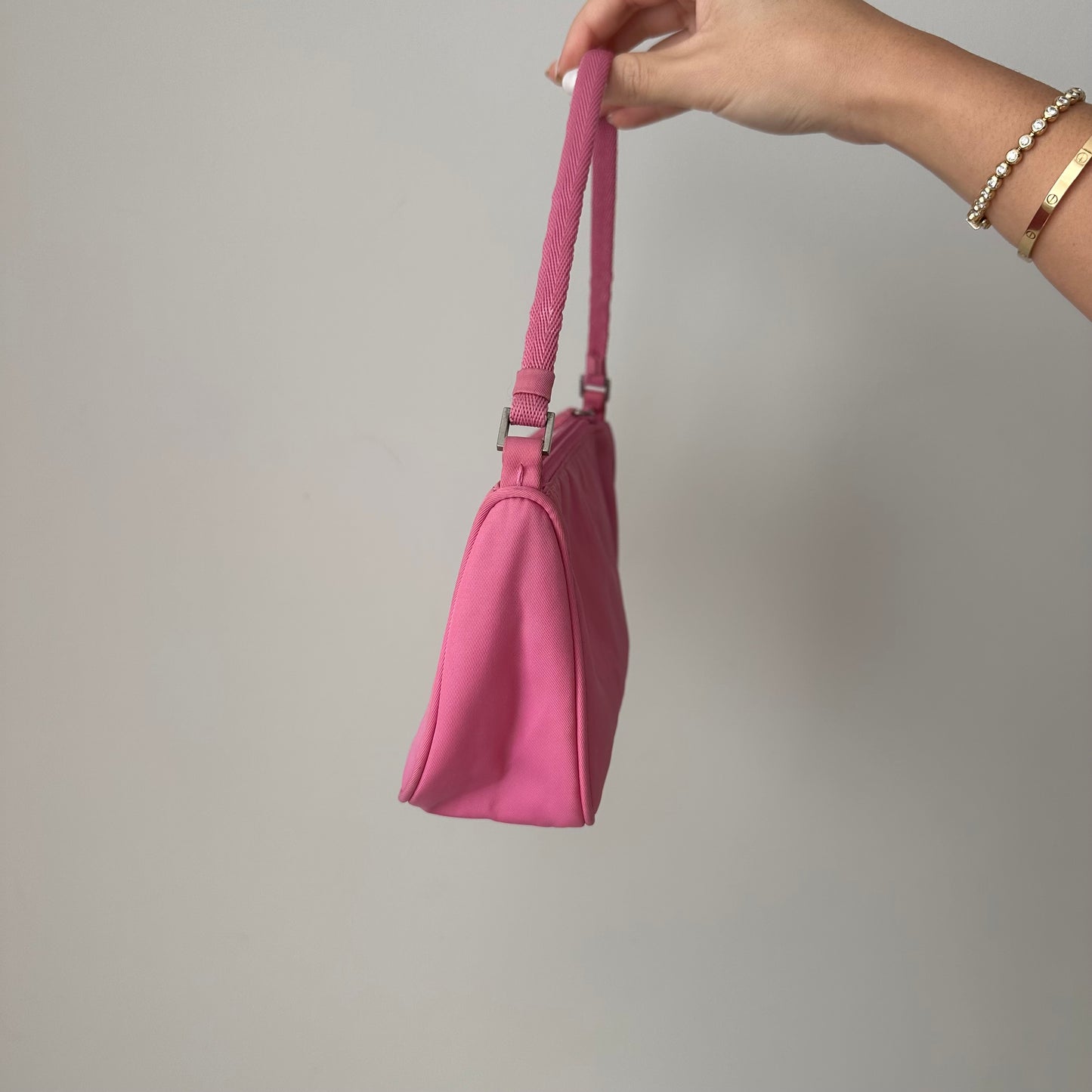 Prada Pink Nylon Vela Pochette Bag