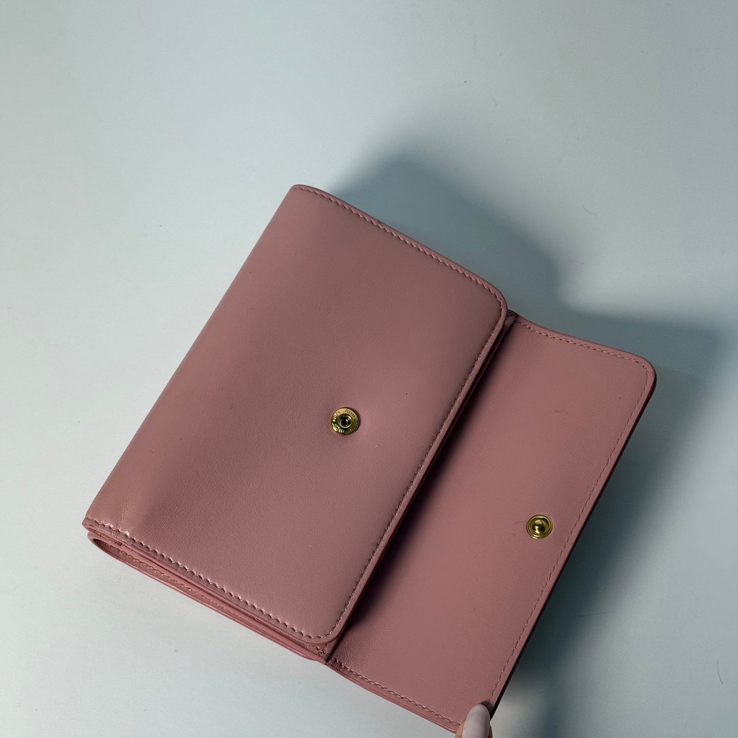 Miu Miu Pink Bow Calfskin Bi-Fold Leather Wallet