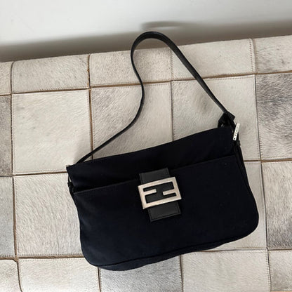 Fendi Black Mamma Baguette Shoulder Bag