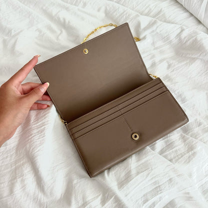 YSL Beige Leather Kate Wallet on Chain