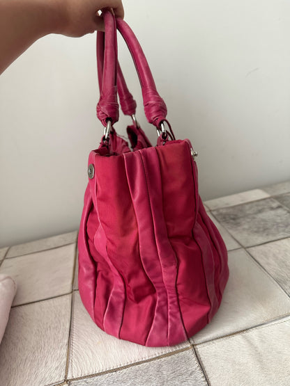 Prada Pink Leather Nylon Tote w/ Dustbag