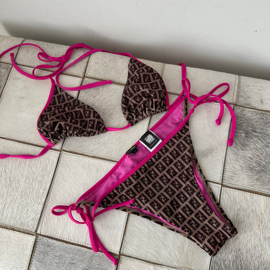 RARE Fendi Brown Monogram Bikini Set