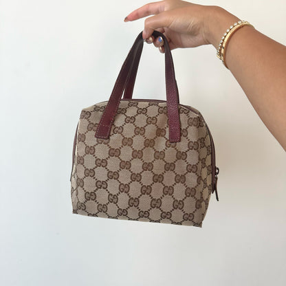 Gucci Brown Monogram Maroon Leather Small Handbag