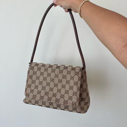 Gucci Brown Monogram Looping Shoulder Bag w/ Interior Pouch & Charms