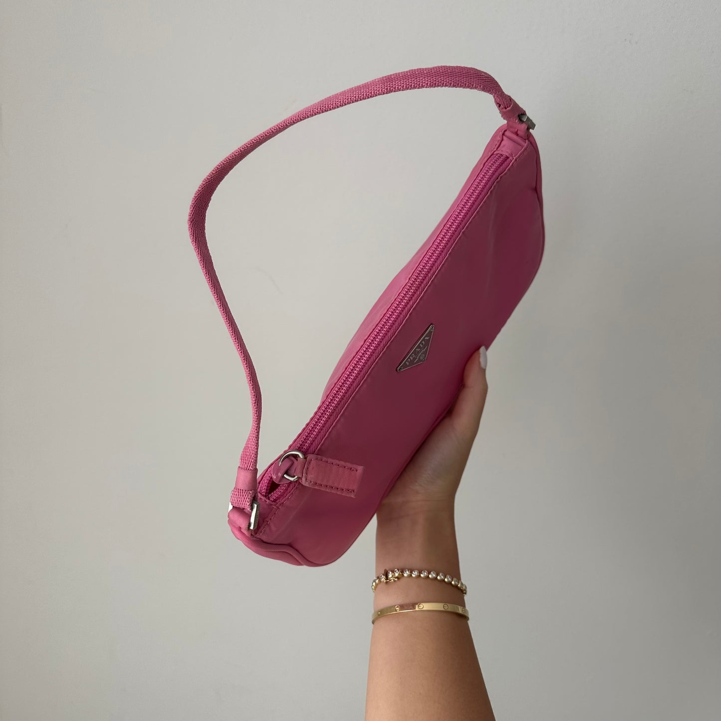 Prada Pink Nylon Vela Pochette Bag