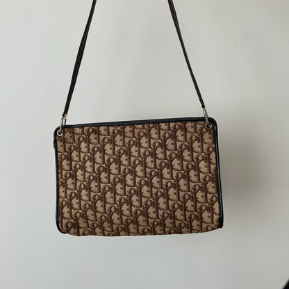 Christian Dior Brown Trotter Clutch Strap Bag