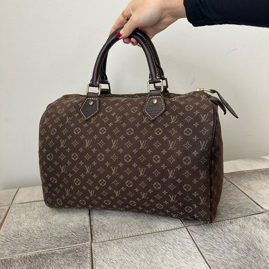 Louis Vuitton Mini Lin Brown Monogram Speedy 30 w/ Dustbag & Papers