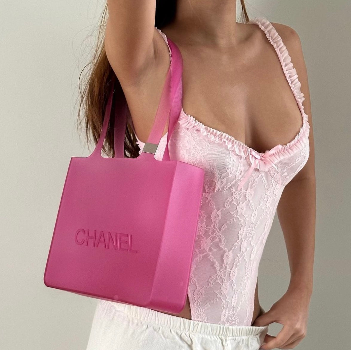 Chanel Pink Jelly Shoulder Tote