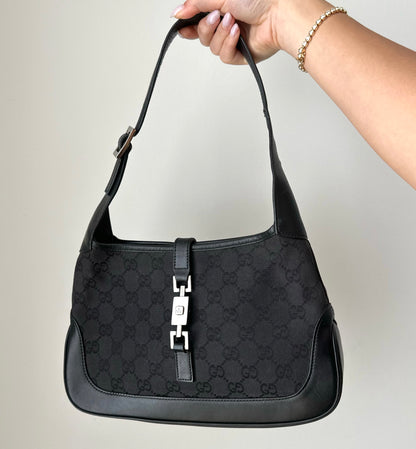 Gucci Black Monogram Small Jackie Shoulder Bag