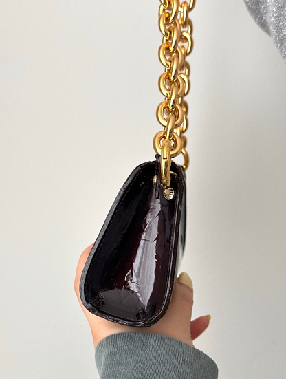 Louis Vuitton Dark Purple Vernis Gold Chain Shoulder Bag