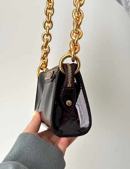 Louis Vuitton Dark Purple Vernis Gold Chain Shoulder Bag