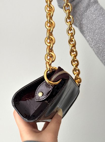 Louis Vuitton Dark Purple Vernis Gold Chain Shoulder Bag