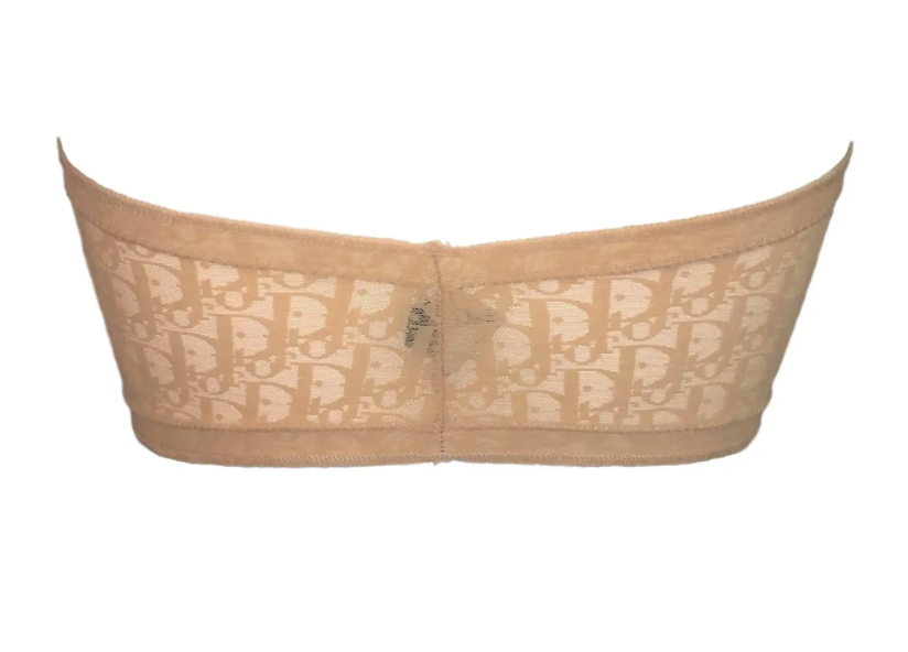 SUPER RARE Christian Dior Nude Mesh Monogram Bandeau Top